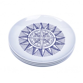 1 - Lot de 4 assiettes plates camping en mélamine incassables sans BPA pour camping-cars, vans et bateaux Ø 25 cm